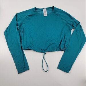 Gymshark Crop Top Long Sleeve Athletic Wear Shirt Womens size Large Green Blue